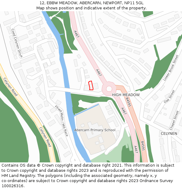 12, EBBW MEADOW, ABERCARN, NEWPORT, NP11 5GL: Location map and indicative extent of plot