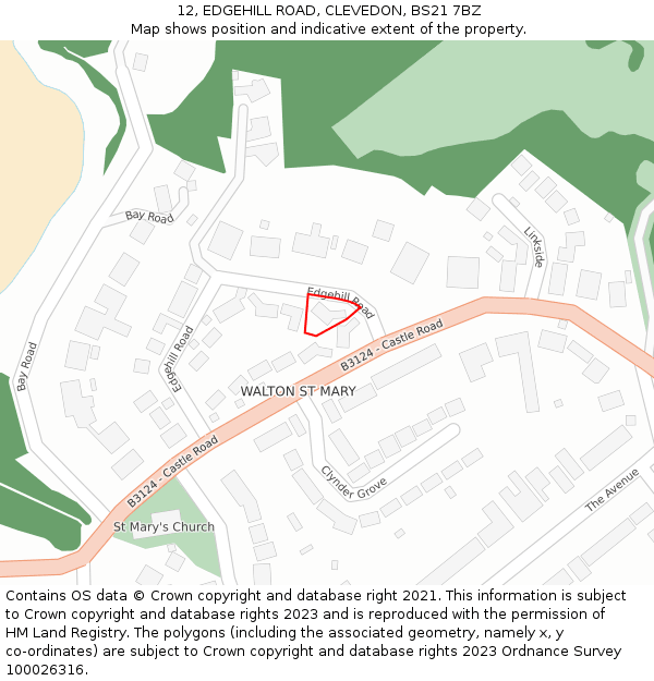 12, EDGEHILL ROAD, CLEVEDON, BS21 7BZ: Location map and indicative extent of plot