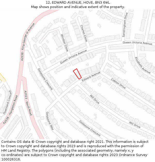 12, EDWARD AVENUE, HOVE, BN3 6WL: Location map and indicative extent of plot