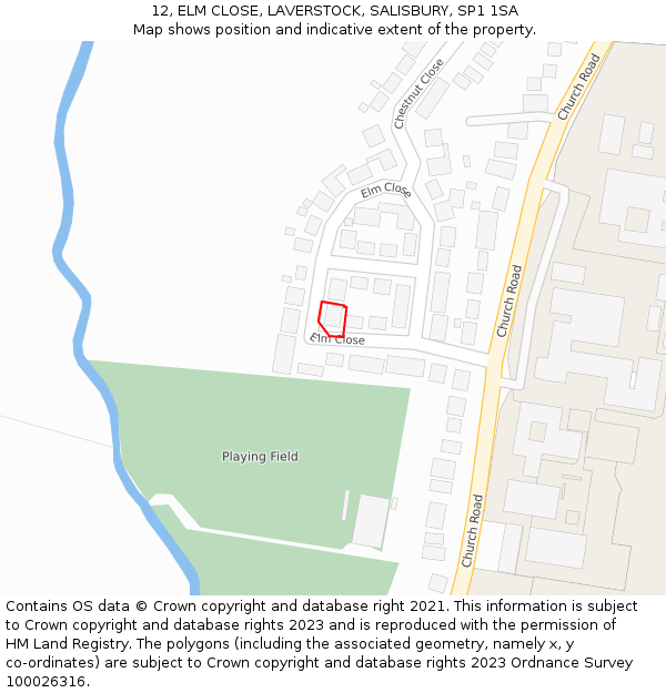 12, ELM CLOSE, LAVERSTOCK, SALISBURY, SP1 1SA: Location map and indicative extent of plot