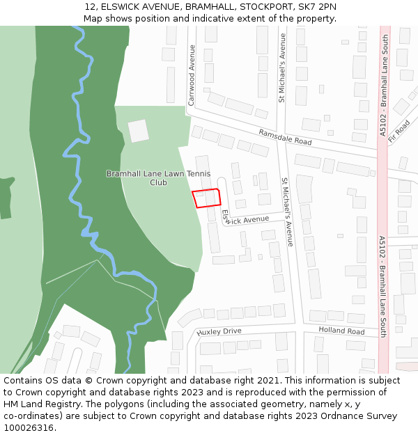 12, ELSWICK AVENUE, BRAMHALL, STOCKPORT, SK7 2PN: Location map and indicative extent of plot