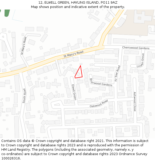 12, ELWELL GREEN, HAYLING ISLAND, PO11 9AZ: Location map and indicative extent of plot