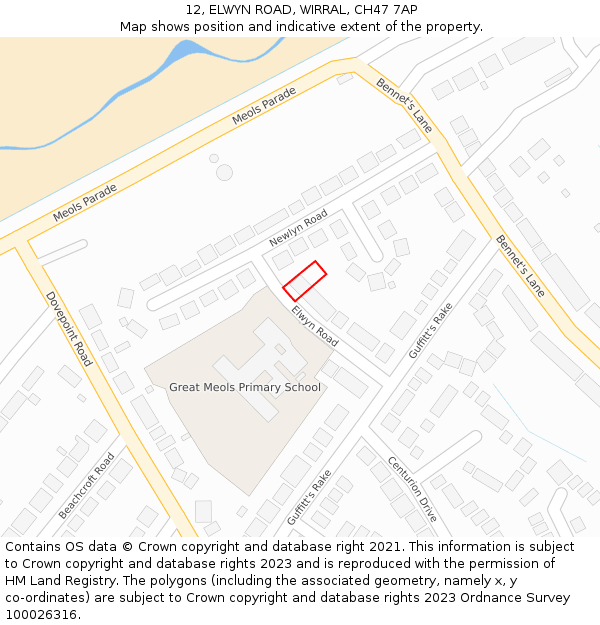 12, ELWYN ROAD, WIRRAL, CH47 7AP: Location map and indicative extent of plot