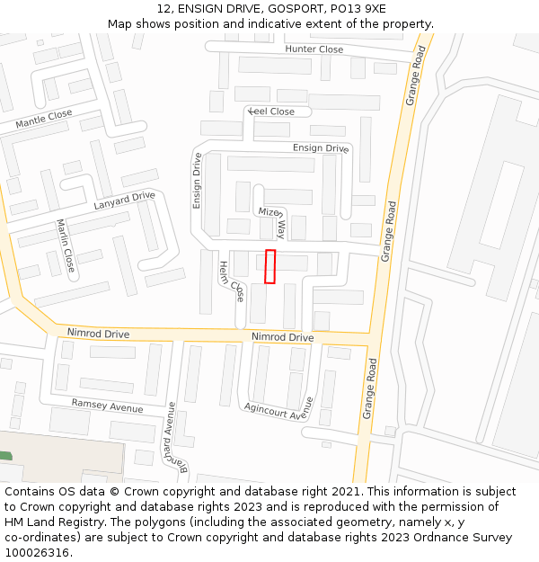 12, ENSIGN DRIVE, GOSPORT, PO13 9XE: Location map and indicative extent of plot