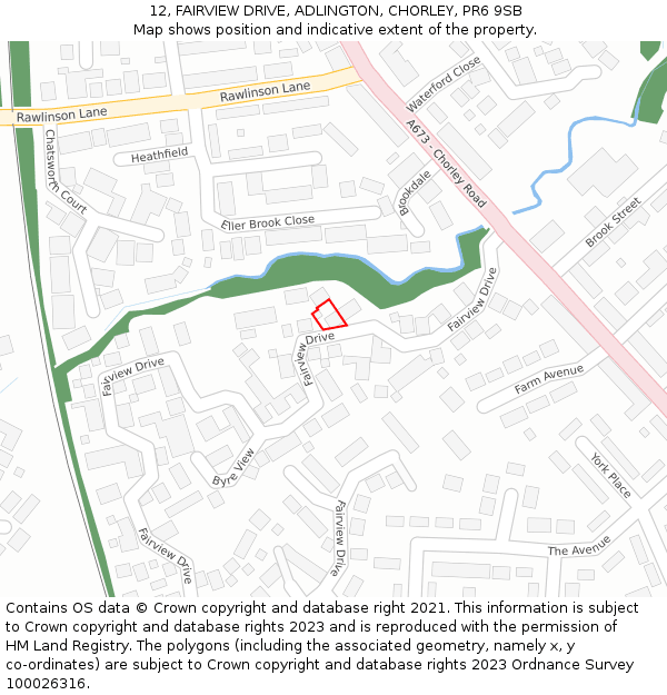 12, FAIRVIEW DRIVE, ADLINGTON, CHORLEY, PR6 9SB: Location map and indicative extent of plot