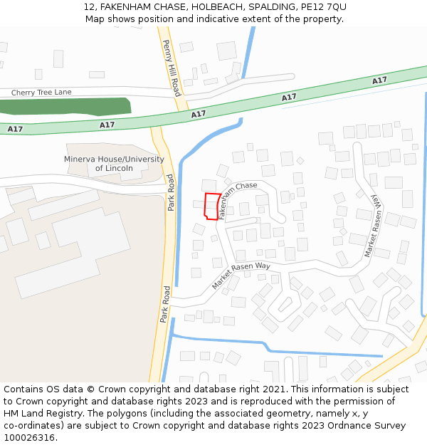 12, FAKENHAM CHASE, HOLBEACH, SPALDING, PE12 7QU: Location map and indicative extent of plot