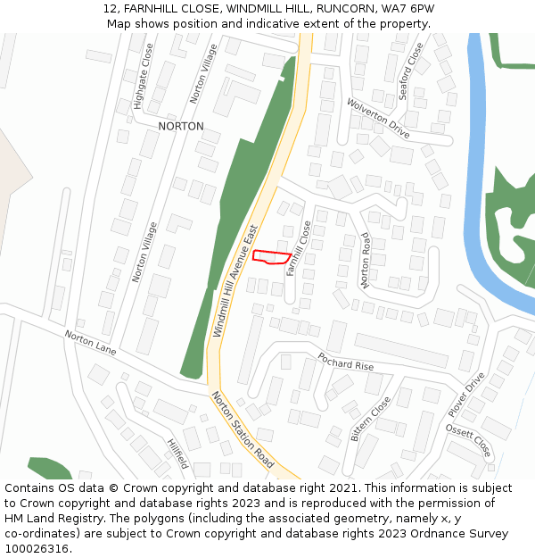 12, FARNHILL CLOSE, WINDMILL HILL, RUNCORN, WA7 6PW: Location map and indicative extent of plot