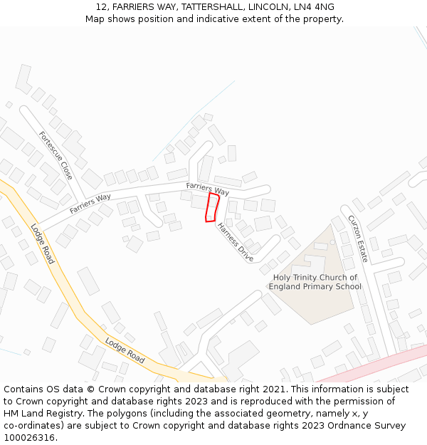 12, FARRIERS WAY, TATTERSHALL, LINCOLN, LN4 4NG: Location map and indicative extent of plot