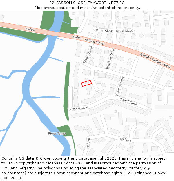 12, FASSON CLOSE, TAMWORTH, B77 1GJ: Location map and indicative extent of plot