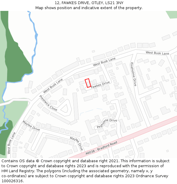 12, FAWKES DRIVE, OTLEY, LS21 3NY: Location map and indicative extent of plot