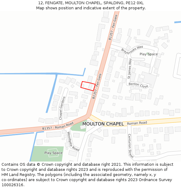 12, FENGATE, MOULTON CHAPEL, SPALDING, PE12 0XL: Location map and indicative extent of plot