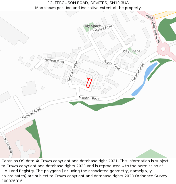 12, FERGUSON ROAD, DEVIZES, SN10 3UA: Location map and indicative extent of plot