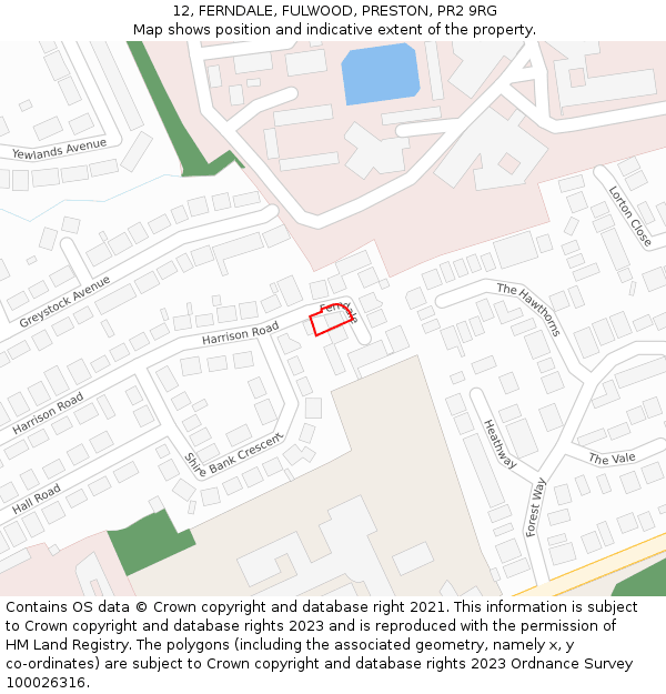 12, FERNDALE, FULWOOD, PRESTON, PR2 9RG: Location map and indicative extent of plot