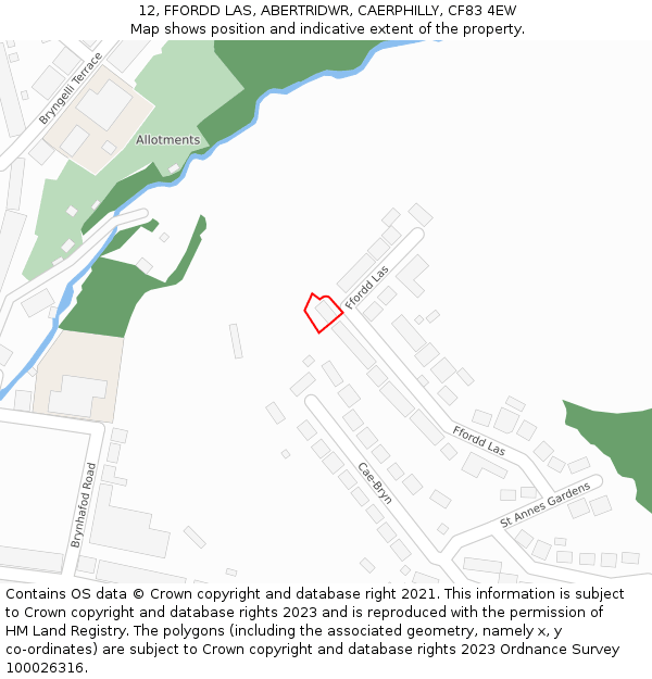 12, FFORDD LAS, ABERTRIDWR, CAERPHILLY, CF83 4EW: Location map and indicative extent of plot