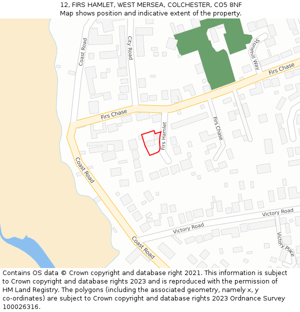 12, FIRS HAMLET, WEST MERSEA, COLCHESTER, CO5 8NF: Location map and indicative extent of plot