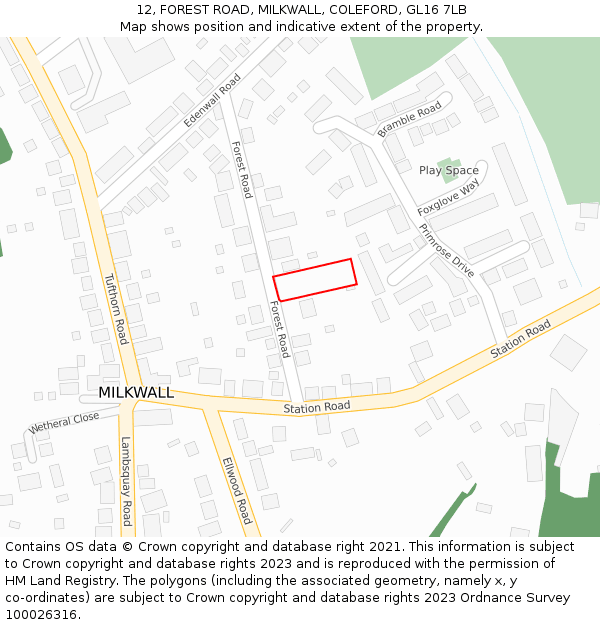 12, FOREST ROAD, MILKWALL, COLEFORD, GL16 7LB: Location map and indicative extent of plot