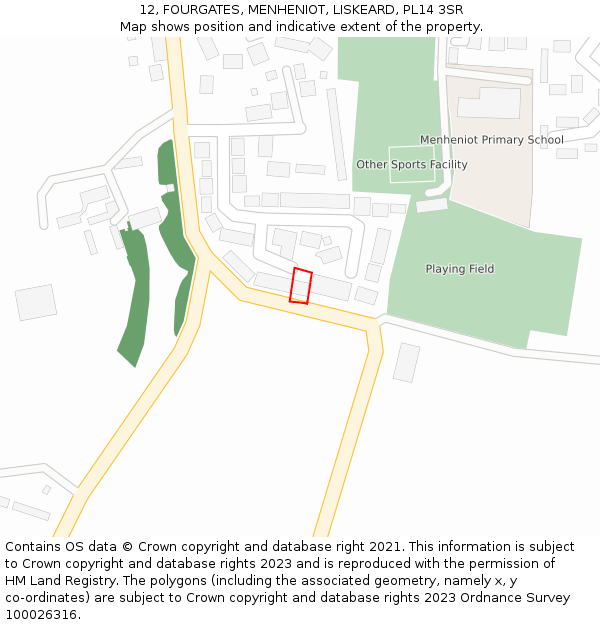 12, FOURGATES, MENHENIOT, LISKEARD, PL14 3SR: Location map and indicative extent of plot