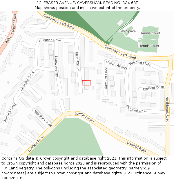 12, FRASER AVENUE, CAVERSHAM, READING, RG4 6RT: Location map and indicative extent of plot