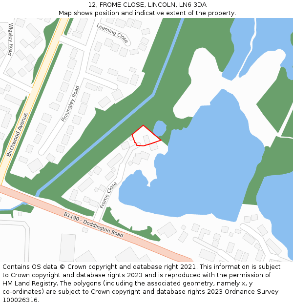 12, FROME CLOSE, LINCOLN, LN6 3DA: Location map and indicative extent of plot
