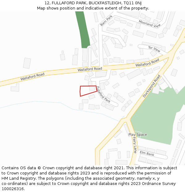 12, FULLAFORD PARK, BUCKFASTLEIGH, TQ11 0NJ: Location map and indicative extent of plot