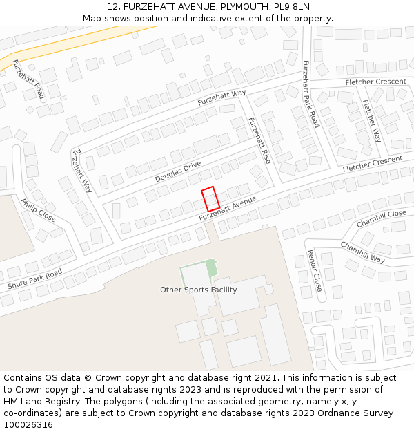 12, FURZEHATT AVENUE, PLYMOUTH, PL9 8LN: Location map and indicative extent of plot