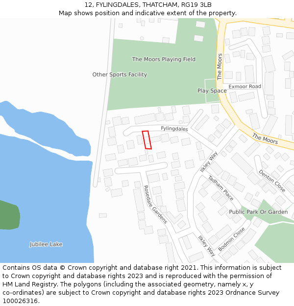 12, FYLINGDALES, THATCHAM, RG19 3LB: Location map and indicative extent of plot