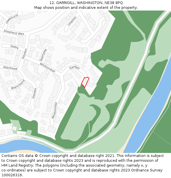 12, GARRIGILL, WASHINGTON, NE38 8PQ: Location map and indicative extent of plot