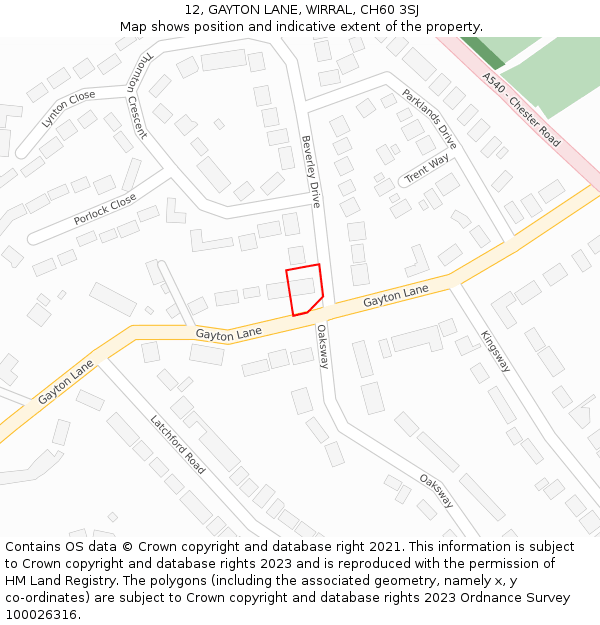 12, GAYTON LANE, WIRRAL, CH60 3SJ: Location map and indicative extent of plot