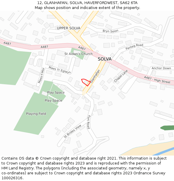 12, GLANHAFAN, SOLVA, HAVERFORDWEST, SA62 6TA: Location map and indicative extent of plot