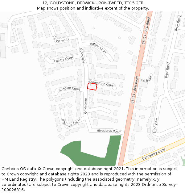 12, GOLDSTONE, BERWICK-UPON-TWEED, TD15 2ER: Location map and indicative extent of plot