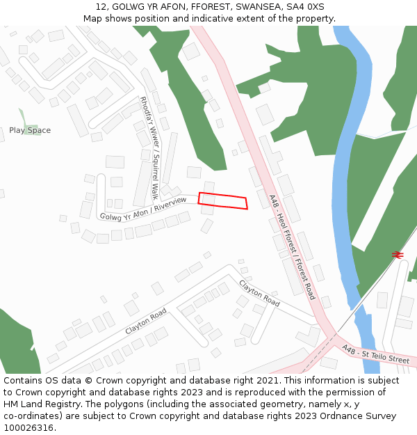 12, GOLWG YR AFON, FFOREST, SWANSEA, SA4 0XS: Location map and indicative extent of plot