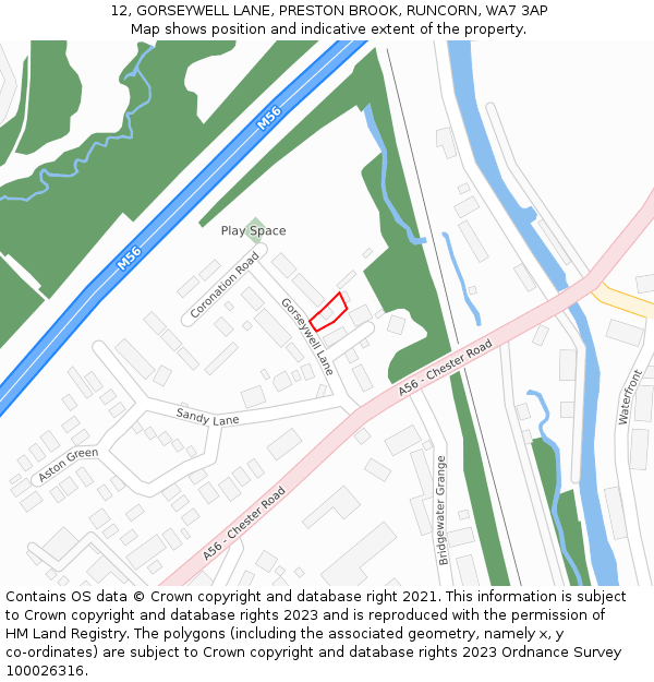 12, GORSEYWELL LANE, PRESTON BROOK, RUNCORN, WA7 3AP: Location map and indicative extent of plot