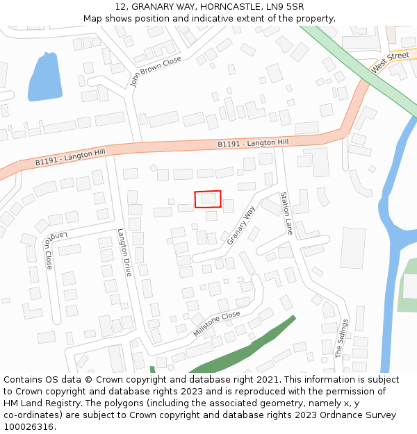 12, GRANARY WAY, HORNCASTLE, LN9 5SR: Location map and indicative extent of plot