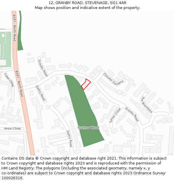 12, GRANBY ROAD, STEVENAGE, SG1 4AR: Location map and indicative extent of plot