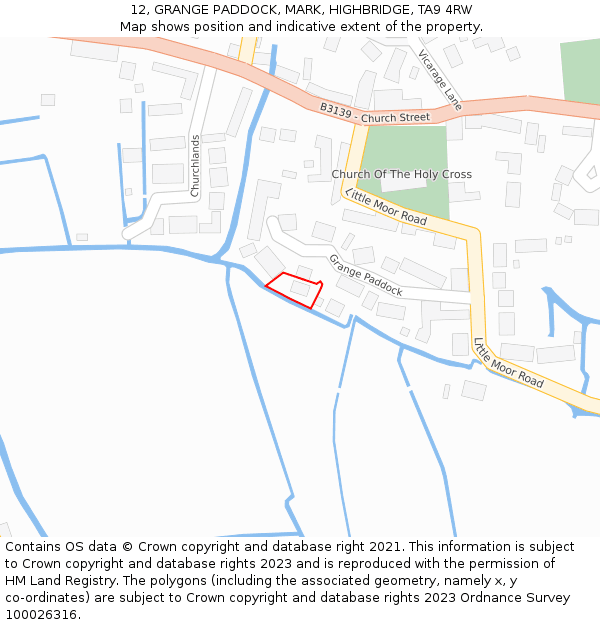 12, GRANGE PADDOCK, MARK, HIGHBRIDGE, TA9 4RW: Location map and indicative extent of plot