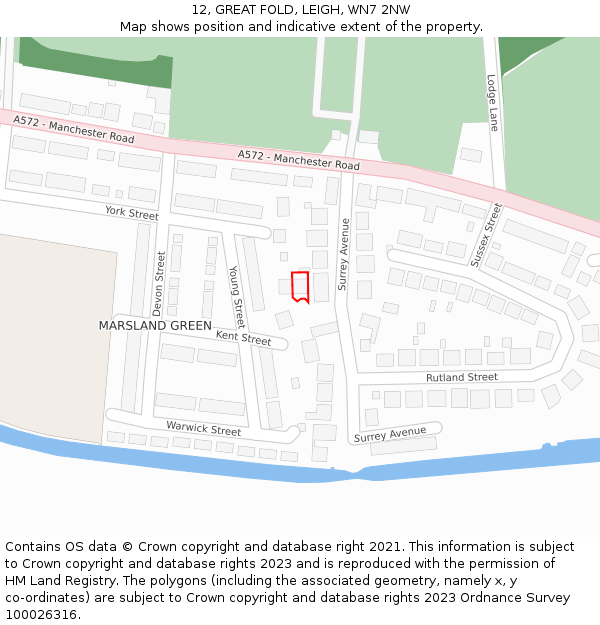 12, GREAT FOLD, LEIGH, WN7 2NW: Location map and indicative extent of plot