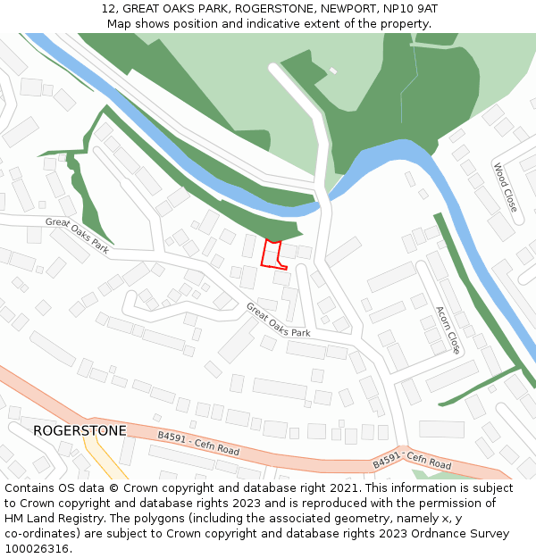 12, GREAT OAKS PARK, ROGERSTONE, NEWPORT, NP10 9AT: Location map and indicative extent of plot