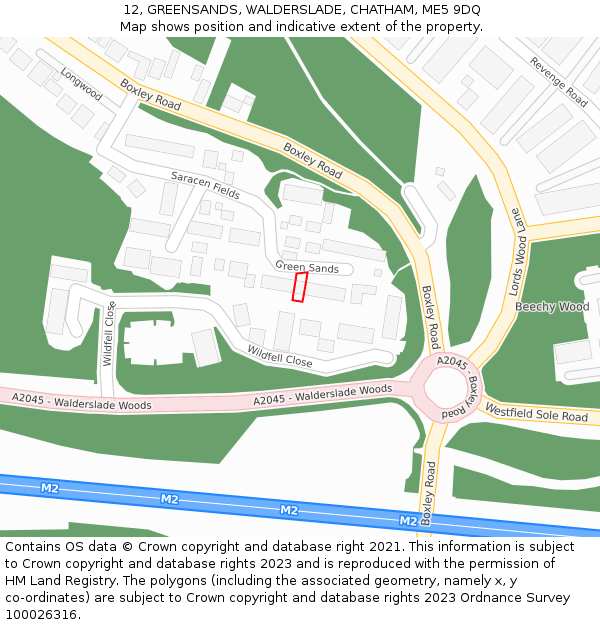12, GREENSANDS, WALDERSLADE, CHATHAM, ME5 9DQ: Location map and indicative extent of plot