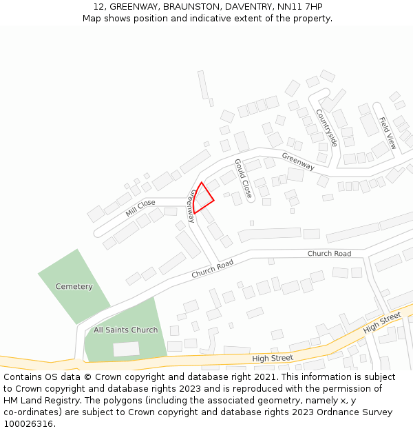 12, GREENWAY, BRAUNSTON, DAVENTRY, NN11 7HP: Location map and indicative extent of plot