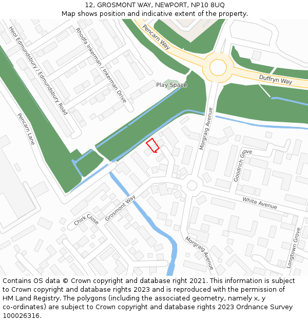 12, GROSMONT WAY, NEWPORT, NP10 8UQ: Location map and indicative extent of plot