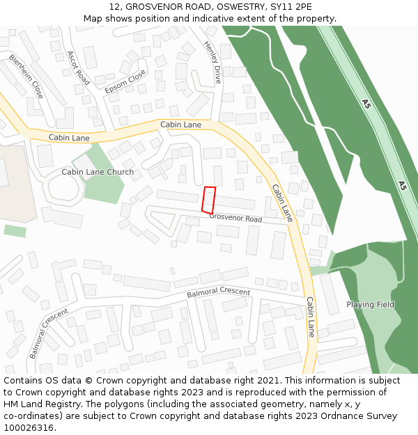 12, GROSVENOR ROAD, OSWESTRY, SY11 2PE: Location map and indicative extent of plot