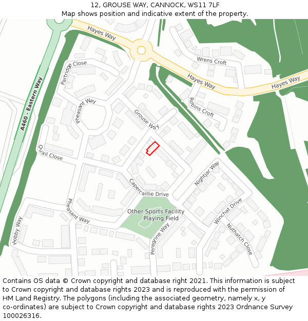 12, GROUSE WAY, CANNOCK, WS11 7LF: Location map and indicative extent of plot