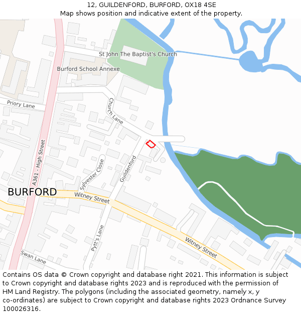 12, GUILDENFORD, BURFORD, OX18 4SE: Location map and indicative extent of plot