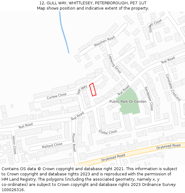 12, GULL WAY, WHITTLESEY, PETERBOROUGH, PE7 1UT: Location map and indicative extent of plot
