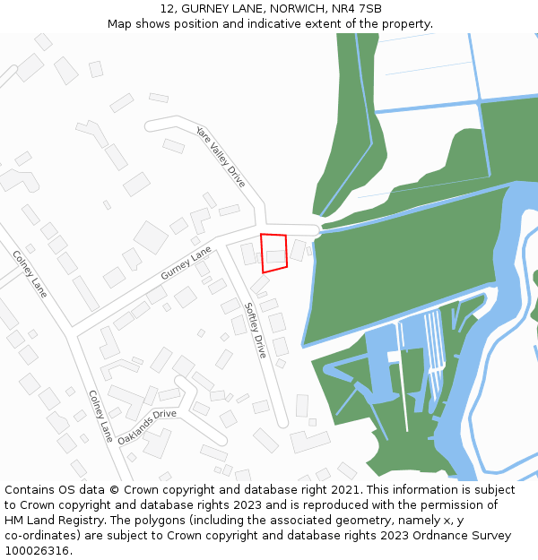 12, GURNEY LANE, NORWICH, NR4 7SB: Location map and indicative extent of plot