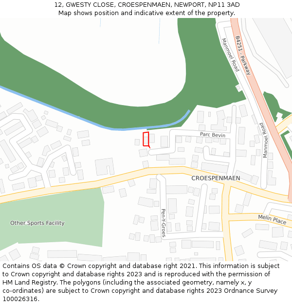 12, GWESTY CLOSE, CROESPENMAEN, NEWPORT, NP11 3AD: Location map and indicative extent of plot