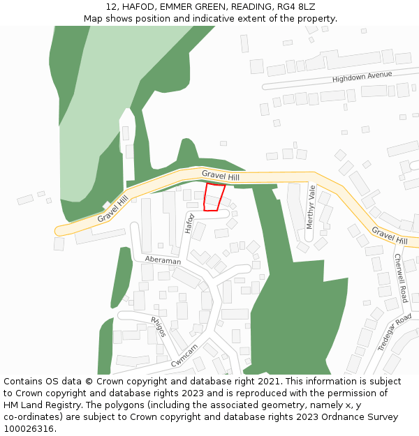 12, HAFOD, EMMER GREEN, READING, RG4 8LZ: Location map and indicative extent of plot