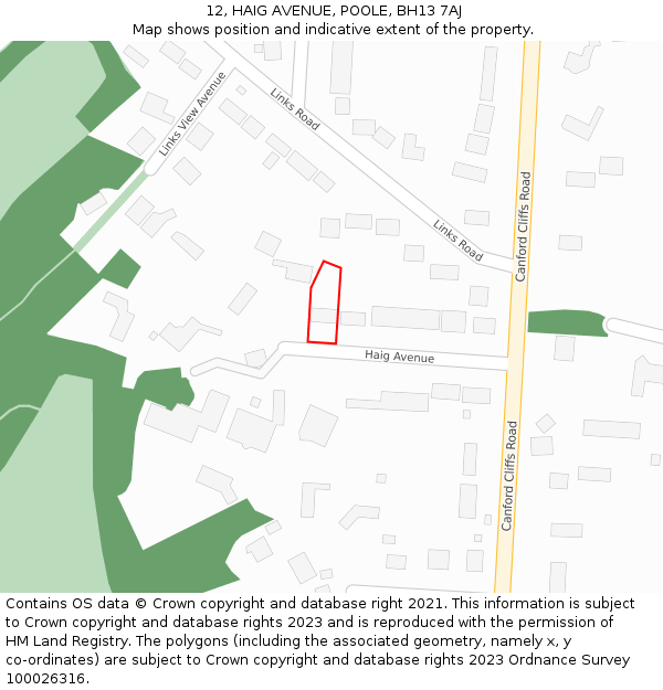 12, HAIG AVENUE, POOLE, BH13 7AJ: Location map and indicative extent of plot