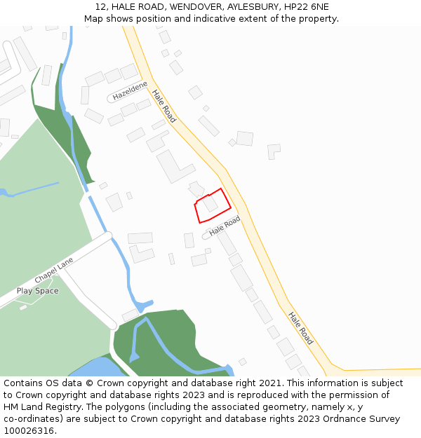 12, HALE ROAD, WENDOVER, AYLESBURY, HP22 6NE: Location map and indicative extent of plot