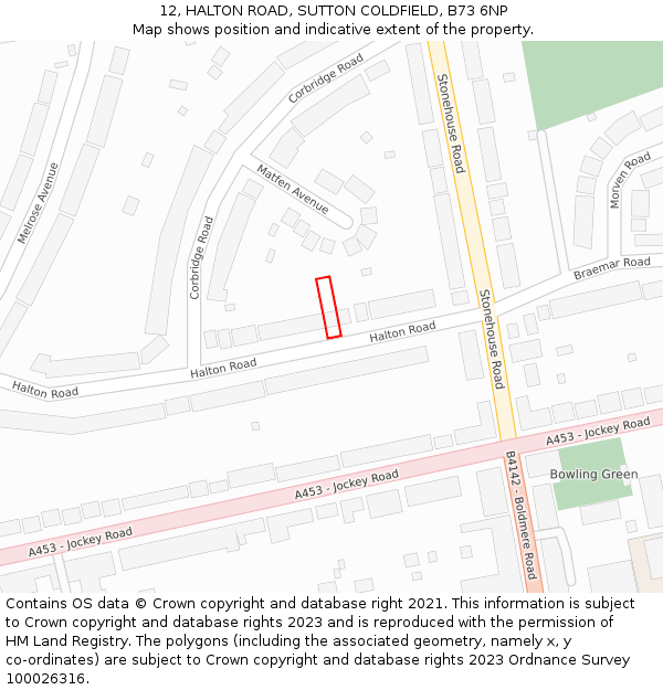 12, HALTON ROAD, SUTTON COLDFIELD, B73 6NP: Location map and indicative extent of plot